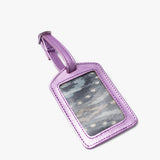 Tag de cuero para maleta lila