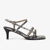 Lola sandalias de cuero pitón gris