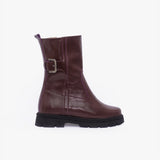 Botines de cuero Martina guinda