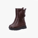 Botines de cuero Martina guinda