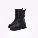 Botines de cuero Martina guinda Negro