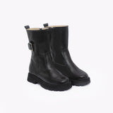 Botines de cuero Martina guinda Negro