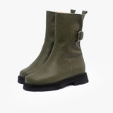 Botines de cuero Martina guinda Verde