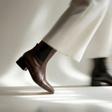 Mora botas de cuero guinda