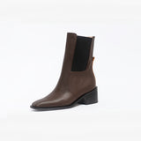Mora botas de cuero chocolate