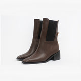 Mora botas de cuero chocolate