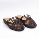 EDICIÓN LIMITADA | Flats Minori cuero y rafia chocolate
