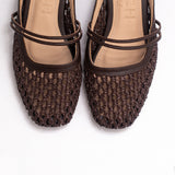 EDICIÓN LIMITADA | Flats Minori cuero y rafia chocolate