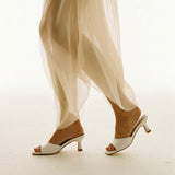 ZAPATOS DE NOVIA | Carina mules de cuero ivory nacarado (a pedido)