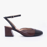 Samantha zapatos de cuero negro guinda