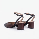 Samantha zapatos de cuero negro guinda