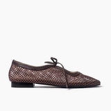 Vero flats chocolate cuero y malla