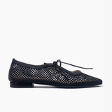 Vero flats negro cuero y malla