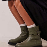 Botines de cuero Martina guinda Verde
