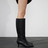 Donna botas de cuero negro