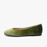 Flats Aurelia de terciopelo y cuero pistacho