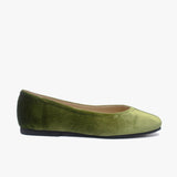 Flats Aurelia de terciopelo y cuero pistacho