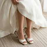 ZAPATOS DE NOVIA | Carina mules taco 5 de cuero ivory (a pedido)